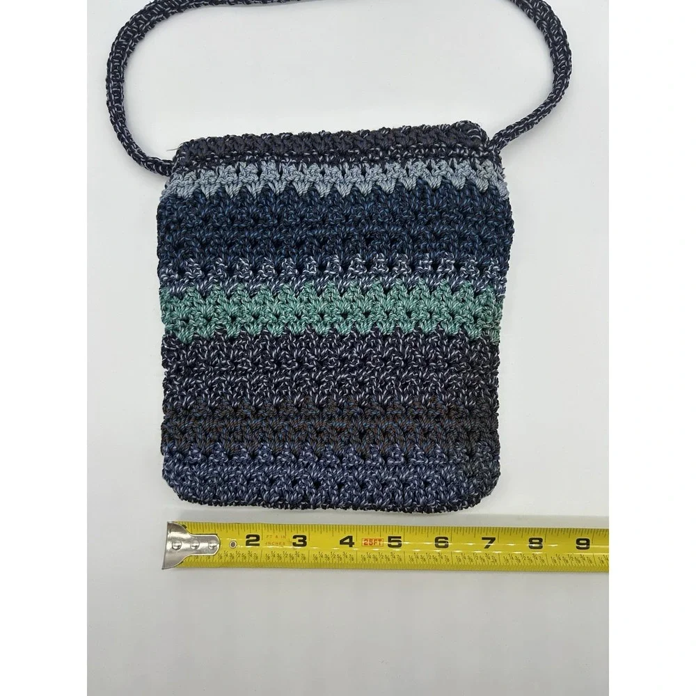 the‎ sak Blue and Green Striped Crochet Shoulder Bag 8.5